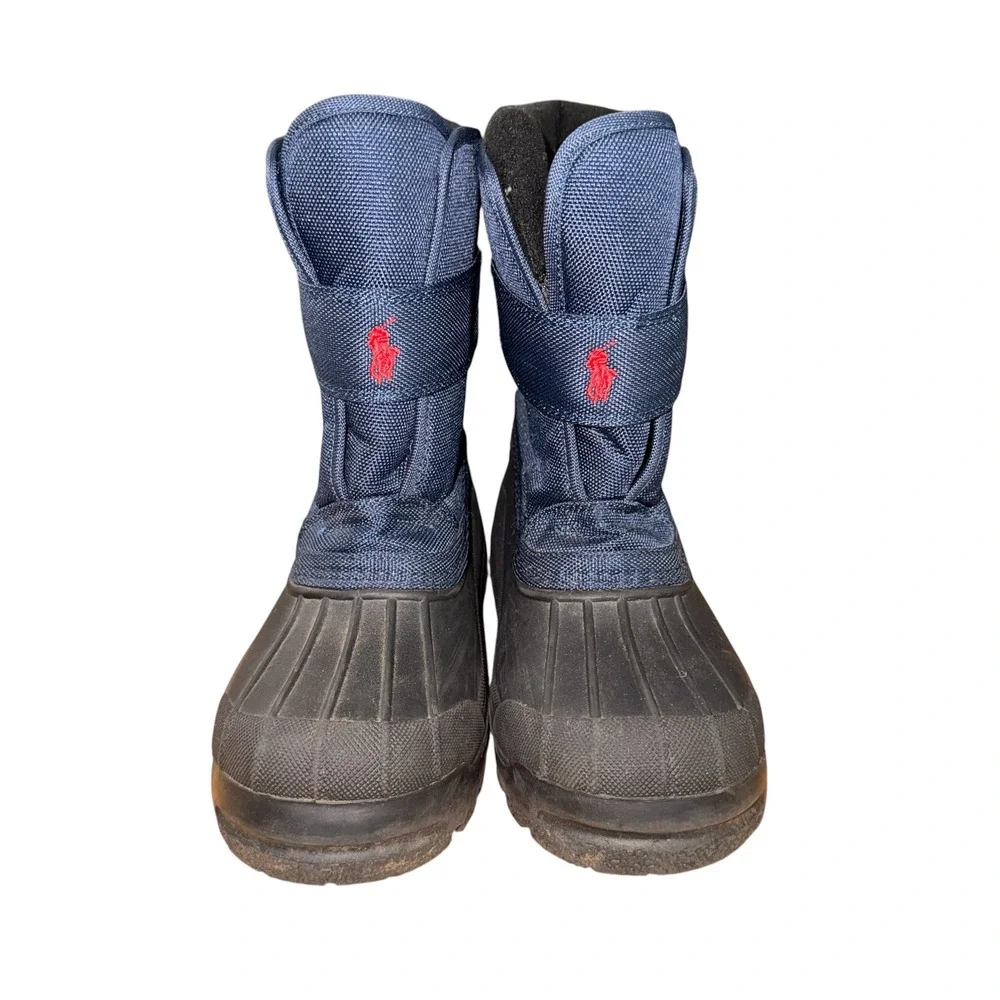 Polo Ralph Lauren Snow Boots Kids 3 Pre-Owned Everlee Blue Fleece Lined HookLoop